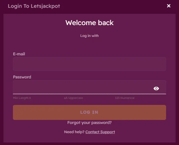 Inlogmethoden voor LetsJackpot Casino